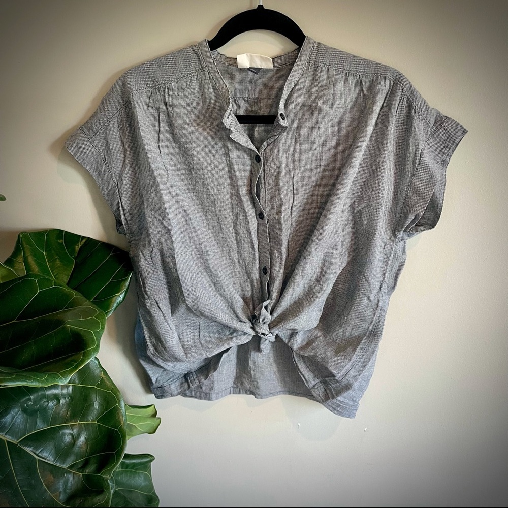 B&W Micro Plaid Button down top